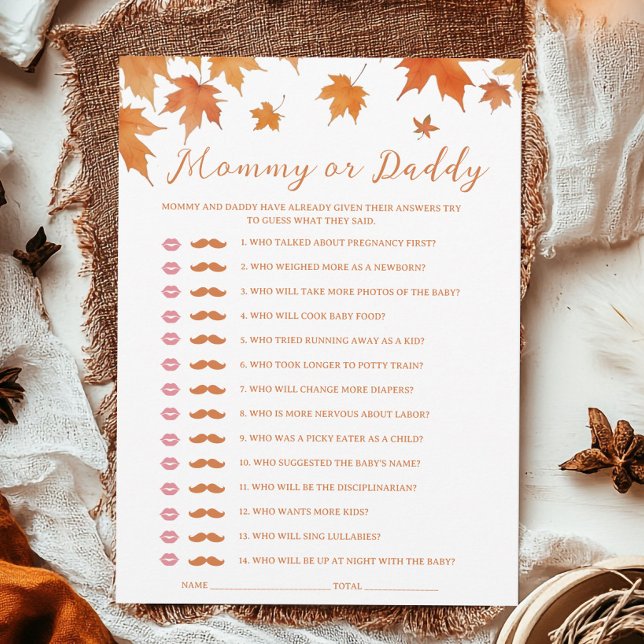 Fall Baby Shower gissar vem som spelar spel kort (Skapare uppladdad)