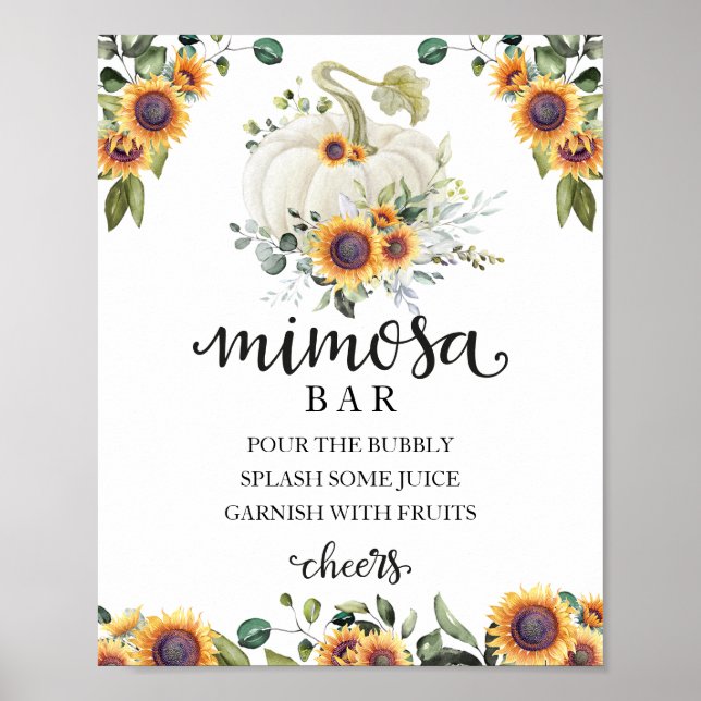 Fall Baby Shower Greenery Mimosa Pub-tecken Poster (Framsidan)