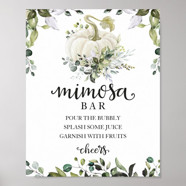 Fall Baby Shower Greenery Mimosa Pub-tecken Poster (Framsidan)