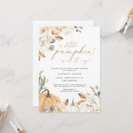 Fall Baby Shower-inbjudan, en liten pumpa Inbjudningar