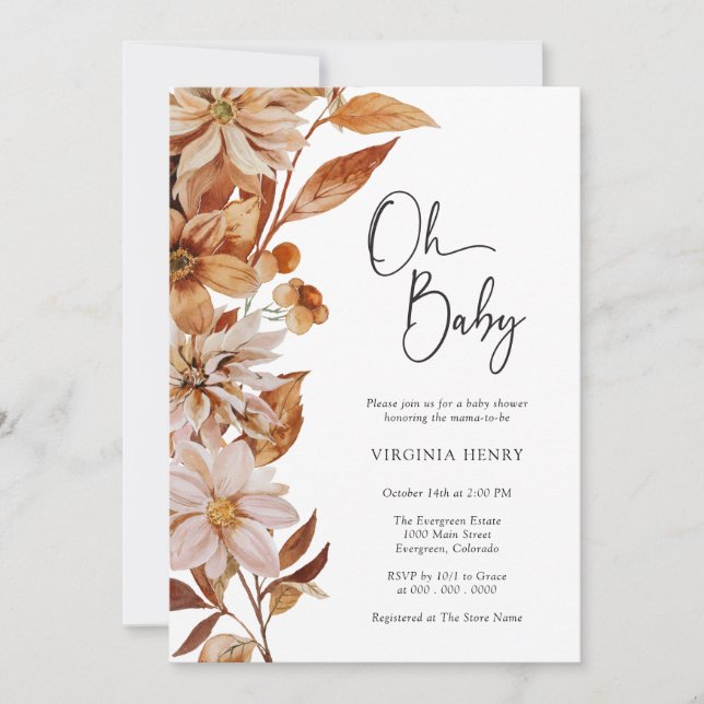 Fall Baby Shower Inbjudningar (Framsida)