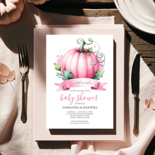Fall Baby Shower-inbjudningar Little Pumpkin Girl Inbjudningar