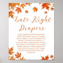 Fall Baby Shower Late Sate Natt Diaper Party Game Poster