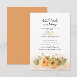 Fall Baby Shower lite Pumpkin på vägen Inbjudningar