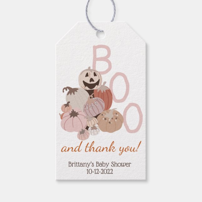 Fall Baby Shower Little Boo Pumpkin Presentetikett (Framsidan)