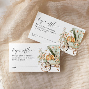 Fall Baby Shower Little Pumpkin Diaper Raffle Tilläggskort