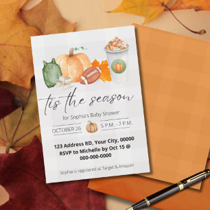 Fall Baby Shower, Little Pumpkin, Gender Neutral Inbjudningar
