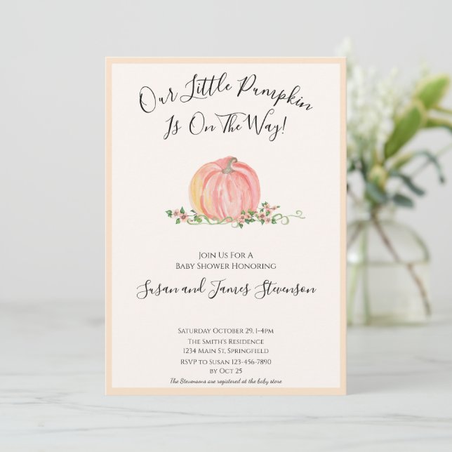Fall Baby Shower Little Pumpkin Thmet Inbjudningar (Stående Fram)