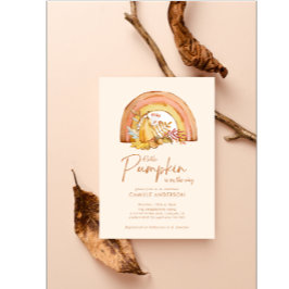 Fall Baby Shower Little Pumpkin Watercolor Inbjudningar