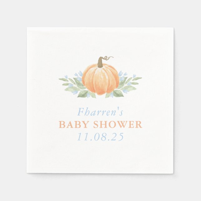Fall Baby Shower Napkins | Pumpkin Pappersservett (Framsidan)