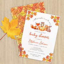 Fall Baby Shower Pumpkin Höst löv Animals