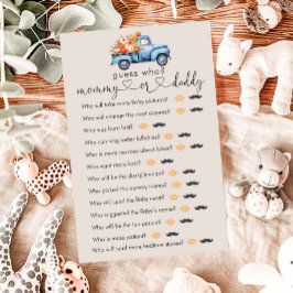 Fall Baby Shower Pumpkin Lastbil "gissa vem"-spel