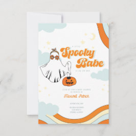 Fall Baby Shower Retro Ghost Groovy Baby Shower in Inbjudningar