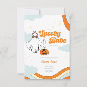 Fall Baby Shower Retro Ghost Groovy Baby Shower in Inbjudningar