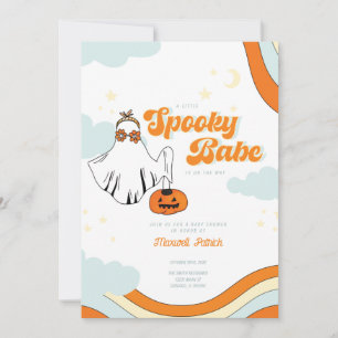 Fall Baby Shower Retro Ghost Groovy Baby Shower in Inbjudningar