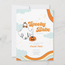 Fall Baby Shower Retro Ghost Groovy Baby Shower Inbjudningar