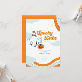 Fall Baby Shower Retro Ghost Groovy Baby Shower Inbjudningar