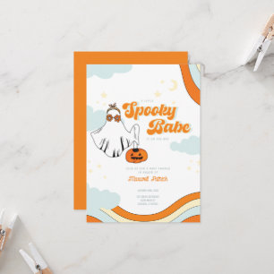 Fall Baby Shower Retro Ghost Groovy Baby Shower Inbjudningar