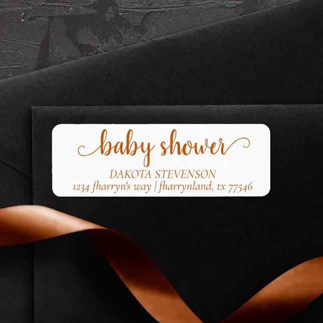 Fall Baby Shower | Returadress för bränd Orange Returadress Etikett (Skapare uppladdad)