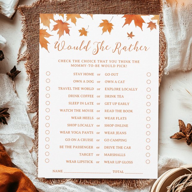 Fall Baby Shower, skulle hon hellre byta jokerteck Inbjudningar (Skapare uppladdad)