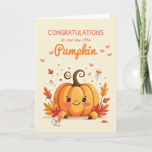Fall Baby Sprinkle Grattiss Little Pumpkin Kort (Framsida)