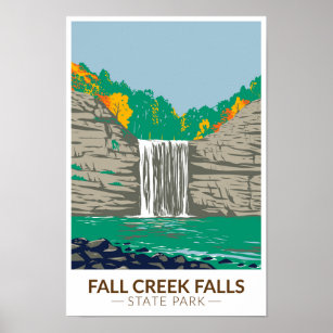 Fall Bäck Falls State Park Tennessee Vintage Poster