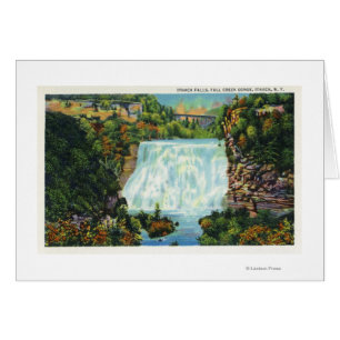 Fall Bäck Gorge View, Ithaca Falls Scene Hälsningskort