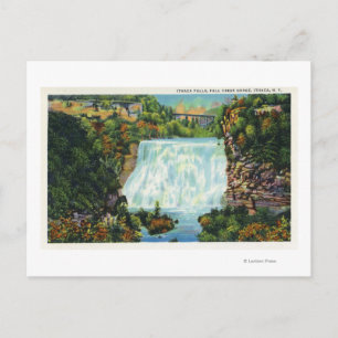 Fall Bäck Gorge View, Ithaca Falls Scene Vykort