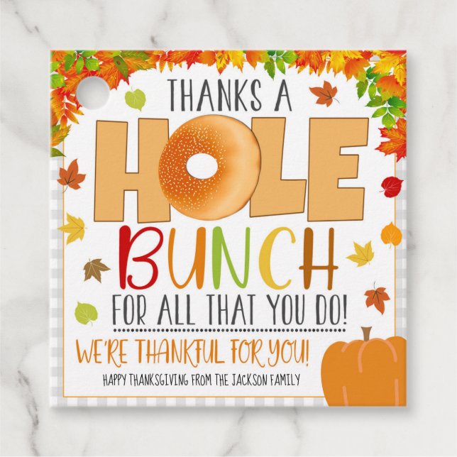 Fall Bagel Gift-Märkre, utvärderingsgåva Gåvor Etiketter (Framsida)