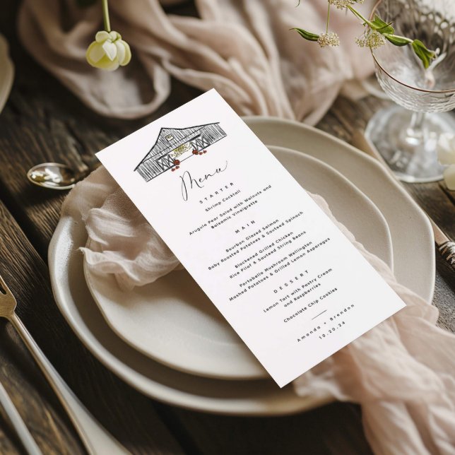 Fall Barn med Pumpkins Bröllop Menu Meny (Skapare uppladdad)