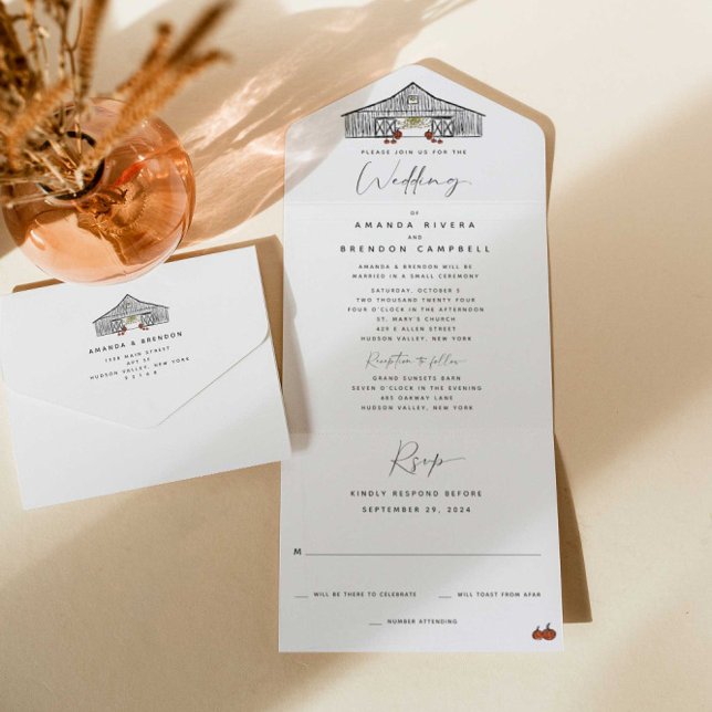 Fall Barn | Small Ceremony | Mottagande Bröllop (Skapare uppladdad)