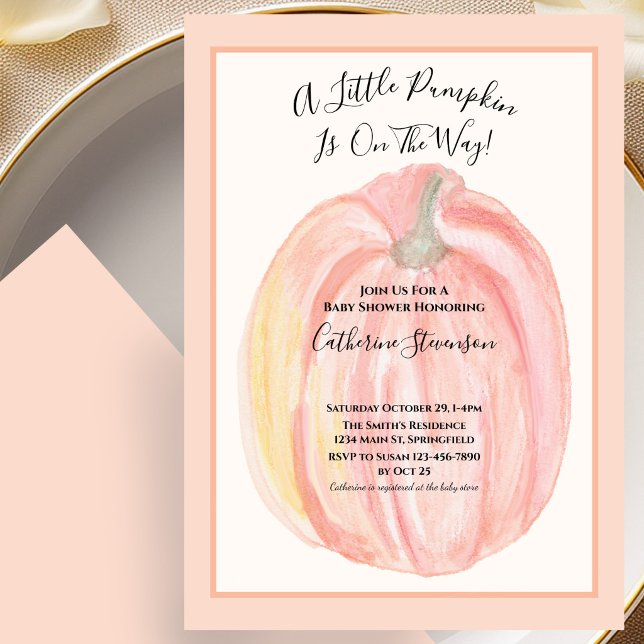 Fall Barnhower-inbjudan Orange Liten Pumpa  Inbjudningar (Skapare uppladdad)