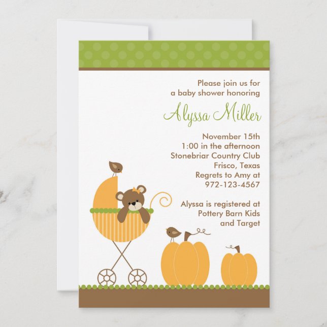 Fall Barnvagn Baby Shower-inbjudningar Inbjudningar (Framsida)