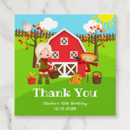 Fall Barnyard Birthday Blonde Hair Girl Tack Gåvor Etiketter