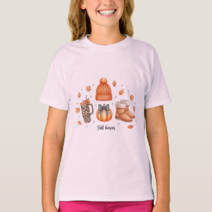 Fall Basics Mysigt Autumn Aesthetic Pumpkin Leopar T Shirt