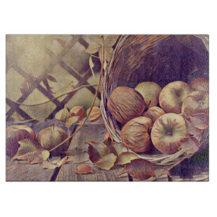 Fall basket av äppelfrukter, vattenfärgad vintage