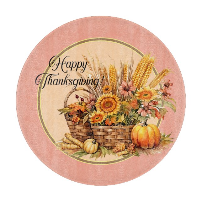 Fall Basket, Blommor, Pumpkins, Maize Round (Framsidan)