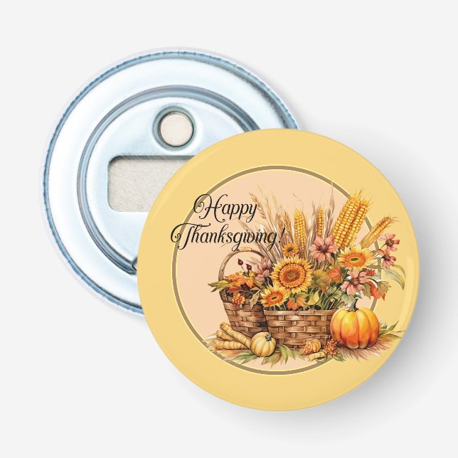 Fall Basket, Blommor, Pumpkins, Thanksgiving av ma Flasköppnare (Framsidan)