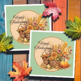 Fall Basket, Blommor, Pumpkins, Thanksgiving av ma Pappersservett