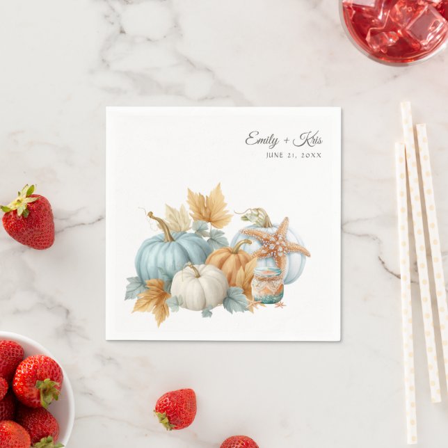 Fall Beach Wedding Pumpkin Pappersservett (Insitu)