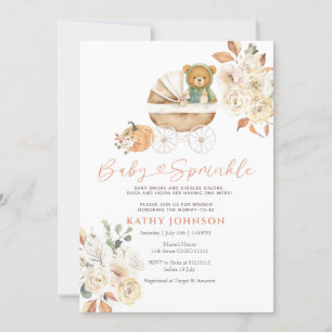 Fall Bear Baby Sprinkle Pumpkin Baby Shower Inbjudningar