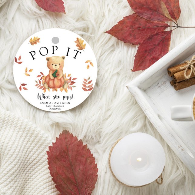 Fall Bear med pumpa! Gåvor Etiketter (Skapare uppladdad)