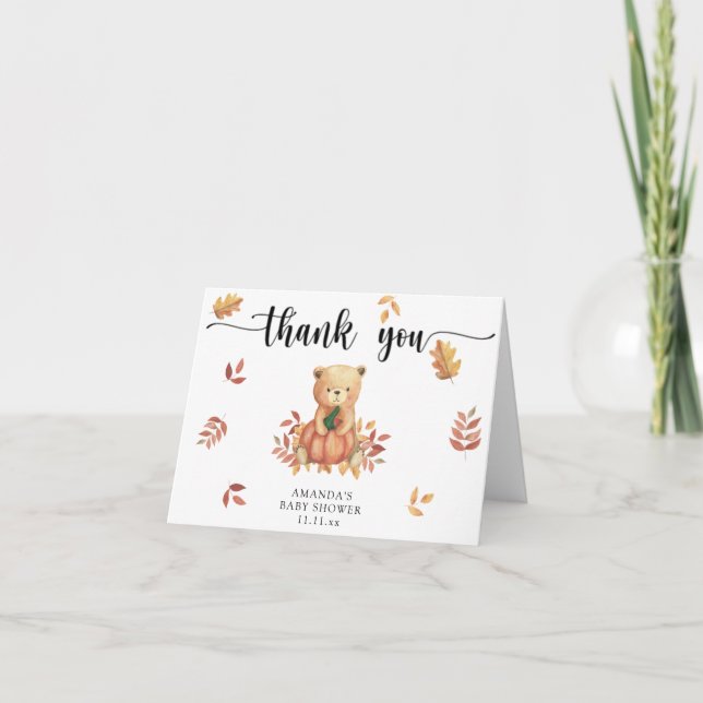 Fall Bear med pumpa - tack Kort (Framsida)