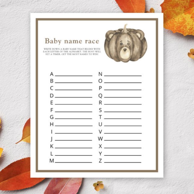 Fall Bear Pumpkin - Baby namn tävling (Skapare uppladdad)