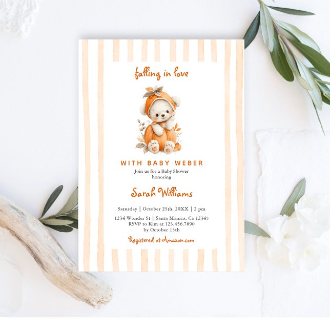 Fall Bear Pumpkin Baby Shower Inbjudningar (Skapare uppladdad)