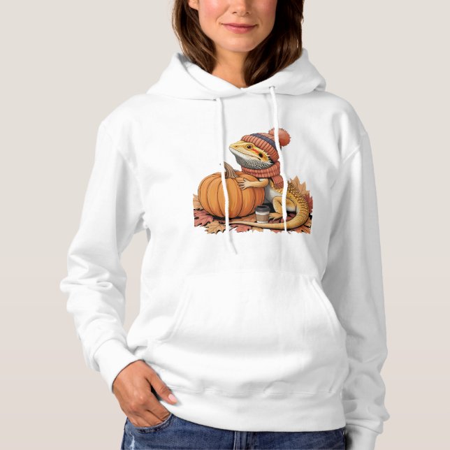 Fall Bearded Dragon med Pumpkin Art T Shirt (Framsida)