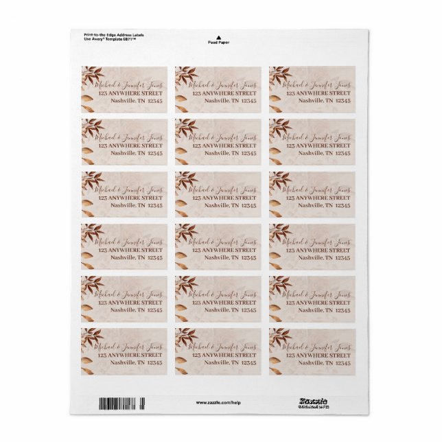 Fall Beauty Return Address Label Adressetikett (Helt Ark)
