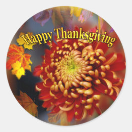 Fall Beauty ~ Round Thanksgiving Sticker Runt Klistermärke