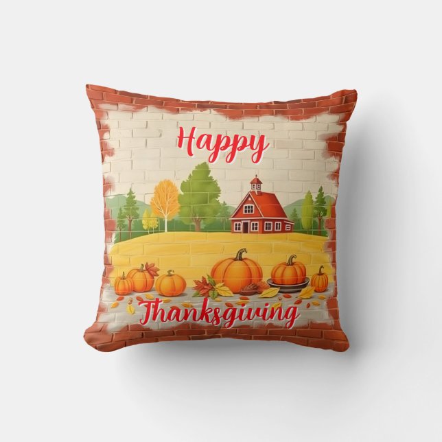 Fall Beval Trendig Happy thanksgiving Kudde (Framsida)