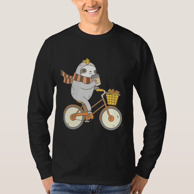 Fall Biking Sloth T Shirt (Framsida)